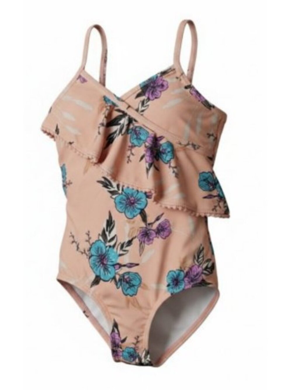 JESSICA SIMPSON Peach Floral Print One Piece Bathing Suit  Girls Size 24 months
